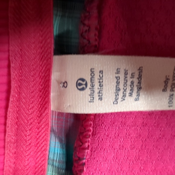 LULULEMON* pink plaid hooded 3/4 zip front pouch pocket thumbhole sleeve… - Picture 16 of 17